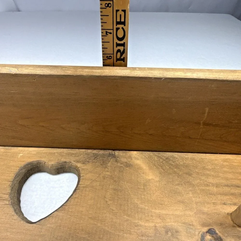Wood Heart Wall Shelf Peg Rack Primitive Country Farmhouse Rustic 36